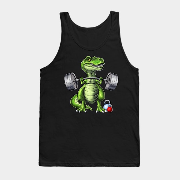 T-Rex Dinosaur Fitness Workout Tank Top by underheaven